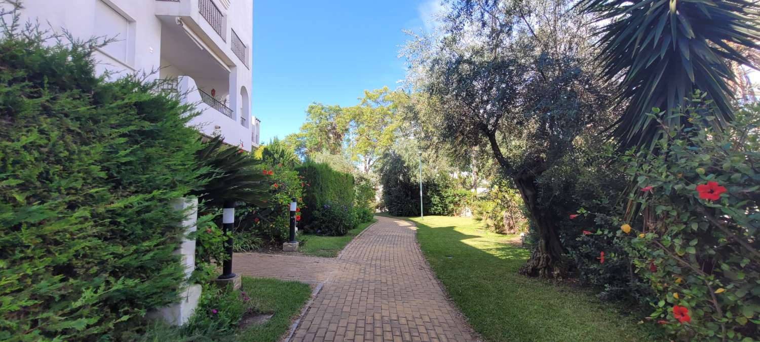 Se alquila piso de vacaciones de 2 dormitorios y 2 baños en Costa Ballena, con terraza y garaje, y jardín y piscina comunitarios